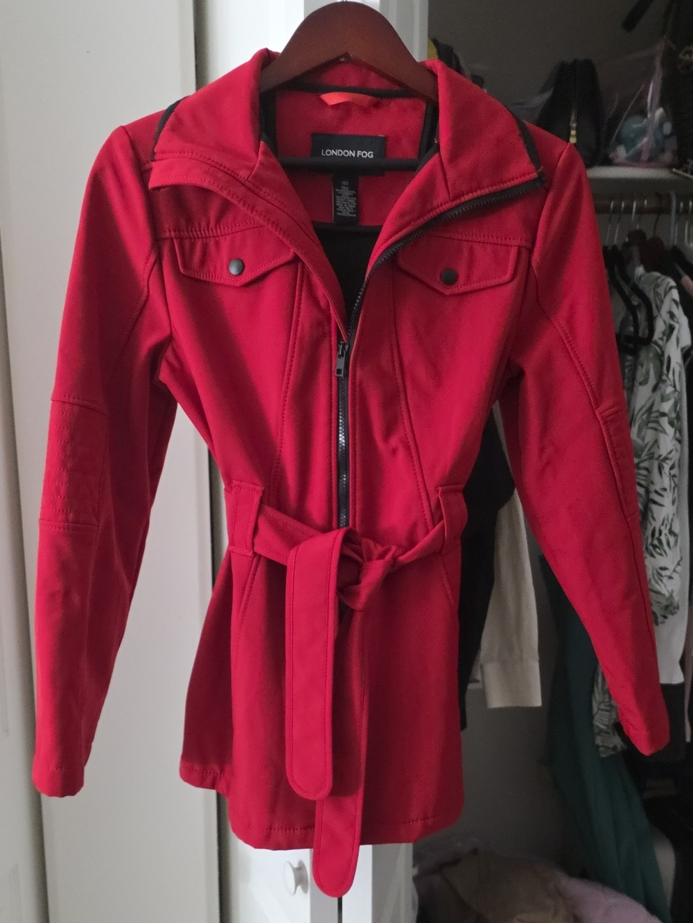London Fog Red Belted Trench Coat